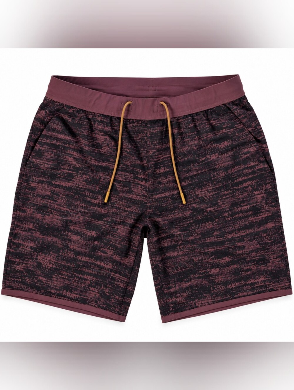 lululemon athletica Maroon Patterned Athletic Shorts with Gold Drawcord